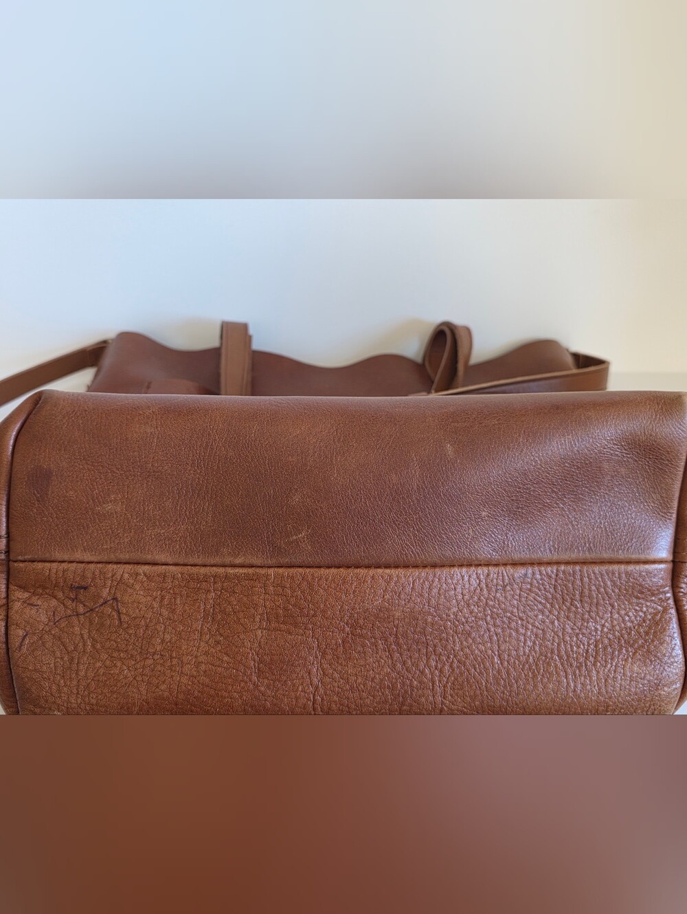 Madewell English Saddle Brown Leather Transport Tote with Crossbody Strap - Picture 4 of 6